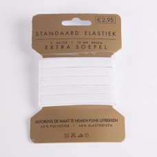 Standaard Elastiek Extra Soepel 3 meter 10 mm breed Wit